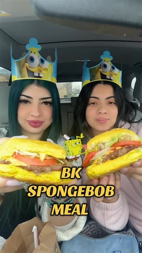 Gee on Instagram: "Finally trying the SpongeBob Meal at @burgerking on nom nom! #spongebob #spongebobmeal #foodies #fyp igeestatus"