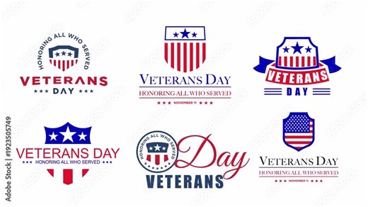 Veterans Day text animation waving the US flag. Honoring all who have served. Perfect for Veterans Day celebrations, ceremonies, greetings, and banners. Happy Veterans Day animation. 4K. Transparent b