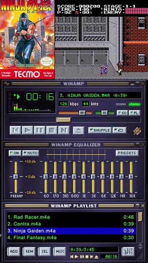 The greatest hit in video game history with the classic Winamp skin! Ninja Gaiden on the NES!