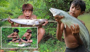 1.5M views · 20K reactions | Primitive - Grilled big fish and eating delicious for lunch in the forest | Daily Cooking | Facebook