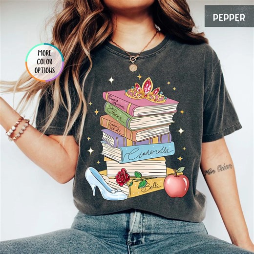 Comfort Colors® Disney Princess Book Reading Shirt, Princess Book Club Shirt, Book Lover Gift, Belle's Library Shirt, Disney Bookworm Tshirt - Etsy