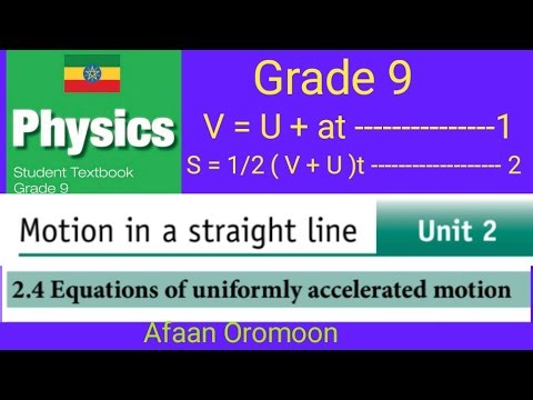 Physics Grade 9 Unit 2 2.4 Equation of Uniformly accelerated motion