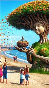 “Mother Nature Awakens 🌳 | The Tree of Life at the Beach 🌊 | Unbelievable CGI Art!”