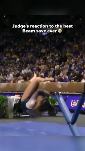 She may not have gotten a good score but at least she got a good clip gymnastics beam save | Sports Fotage