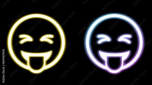 two bright laughing emoji expression on black screen