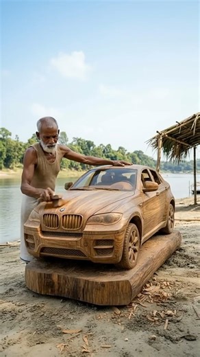 Old Man Creates Amazing Wooden Car | Incredible Wood Carving#woodcarving #woodenart#wooden#handmade