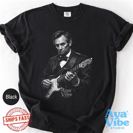 Abraham Lincoln Playing Guitar Shirt | Funny President Tee | Rocking Lincoln Shirt | Music Lover Gift | Patriotic Graphic Shirt - Etsy