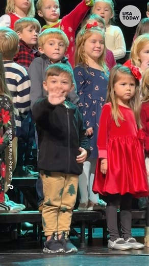 This 4-year-old searches the crowd during his Christmas show for his family. You have to see his face the moment he spots his mom. 😭 #humankind | USA TODAY
