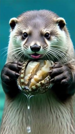 This is an river otter eating an abalone.#ai