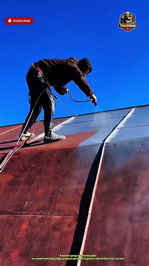 Roof Painting Process Using a High-Pressure Spray Gun #industrialtools