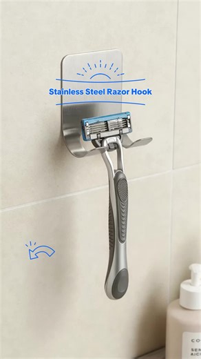 4 Counts Razor Holder Shaver Hook Hanger Stand Self Adhesive Stainless Steel Heavy Duty Utility Storage Hook, Shower Hook for Razor, Bathroom Kitchen Organizer for Plug Robe Towel Loofah Bathrobe Coat #RazorHolder #BathroomEssentials #AmazonFinds #TikTokMadeMeBuyIt #viral