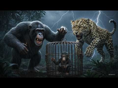 the baby suffered in a cage for days a mother chimpanzee risked everything when a leopard attacked
