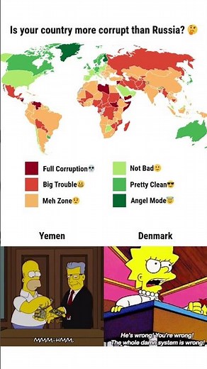Countries Ranked by Corruption (2025)💰 #CorruptionIndex #GlobalComparison #Stats #Map