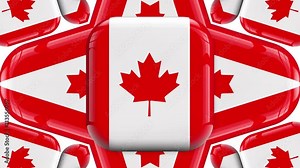 Canada animation video (4K). Canada Day graphic elements including Canadian maple leaf backdrop.