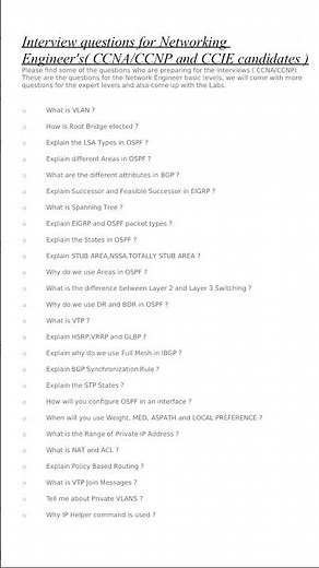 Network engineer Interview questions and answers #networkengineer #cisco #ccna #ccnp