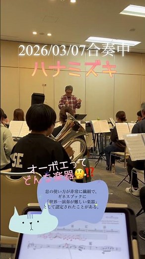 【合奏中】オーボエってどんな楽器🤔⁉️という事で、ちょっと豆知識です🤏ハナミズキ #吹奏楽 #管楽器 #吹奏楽団 #音楽 #オーボエ