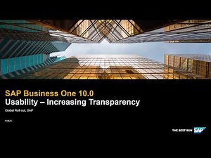 SAP Business One 10.0 Usability - Increasing Transparency