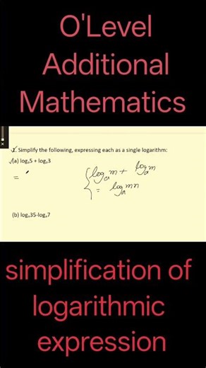 Simplification of logarithmic expression || O' Level Additional Mathematics