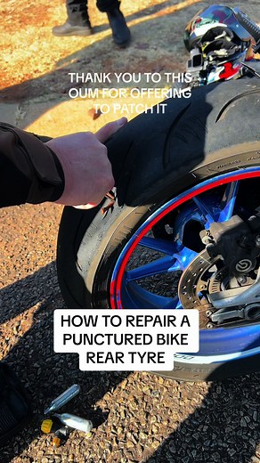I survived a rear tyre puncture where a nail went through my BATT TECH HP2 series rear tyre and i had to repair it so i can atleast make it home. #motorcyclesoftiktok #sportbiketips #sportbikelife #tyres