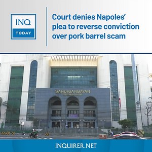 1.2K views · 38 reactions | WATCH: The Sandiganbayan is dismissing the motion for reconsideration filed by pork barrel scam mastermind Janet Lim Napoles for the reversal of her conviction in two counts of graft and two counts of malversation. Read more: https://inq.news/NapolesPleaDenied | INQUIRER.net | Facebook