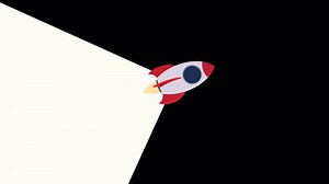 Rocket flight. Animation of space travel, alpha channel. Cartoon