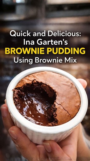 Quick and delicious Ina Garten’s brownie pudding using brownie mix