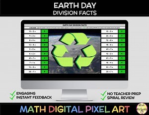 Division Facts EARTH DAY Digital Math Pixel Art