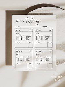 Wine Tasting Card, Wine Tasting Score Card, Wine Tasting Notes, Printable, Canva Template, Modern Minimalist Score Sheet, Digital Download - Etsy