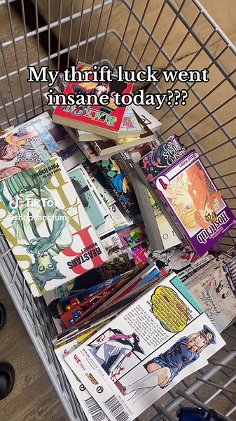 $1 per manga?? At the goodwill. Feeling crazy. The ones stacked are consecutive books in the same series. #manga #anime #thrifthaul #thrifting #chainsawman #myheroacademia #beastars #ouranhighschoolhostclub #spyxfamily #demonslayers #tokyoghoul