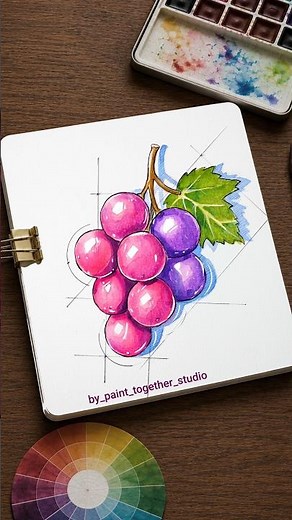 Watercolor Grapes Tutorial 🍇 | Easy Transparent Fruit Painting for Beginners