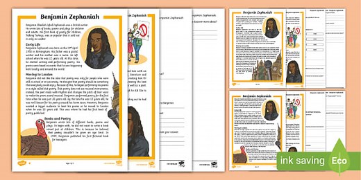 UKS2 Benjamin Zephaniah Differentiated Reading Comprehension Activity