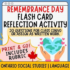 Remembrance Day Reflection Activity: Reflective Writing & Discussion Project