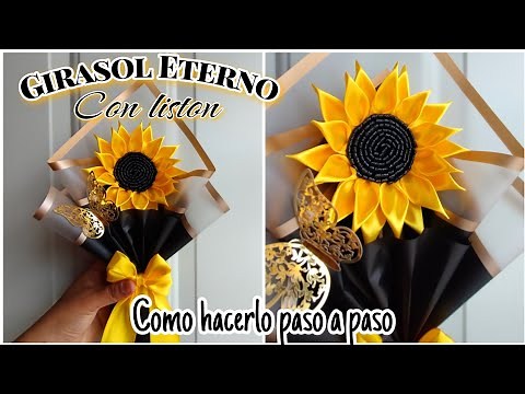 Como hacer girasoles eternos ? 🌻Como hacer un girasol de listón paso a paso✨