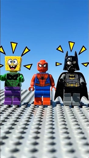 WRONG HEADS CHALLENGE Lego Spongebob Spiderman Darth Vader 🧽 #shorts