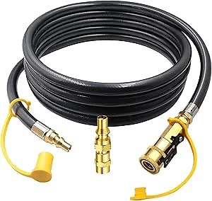 MCAMPAS 12FT Propane Hose & Quick Connect Kit for Weber Q1200 Q2200 Grills, 1/4" Quick Disconnect to 1/8" Female Thread -Compatible with Weber 54060001 51010001 Gas Grill Hook Up RV Motorhome Camper