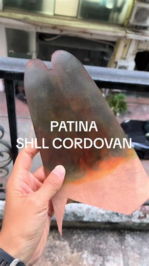 Patina shell cordovan in marbled emerald. #PETERQU #shellcordovan #shellcordovanshoes #shellcordovanboots #workboots