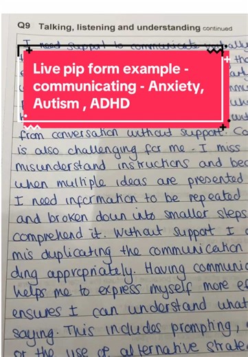 Live pio form example for communicating verbally - PLEASE BACK UP YOUR CLAIMS BY PROVIDING GOOD MEDICAL EVIDENCE #pip#anxiety #adhd #autismo #muslimtiktok