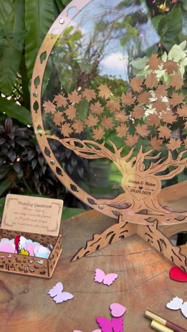 Personalized Wedding Guest Book Alternative Tree With Leaves, Rustic Wooden Drop Box Guest Book, Unique Wedding Keepsake, Wedding Decor - Etsy