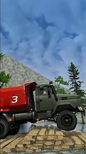 Impossible Crossing! Box Truck Towing Dump Truck Over Massive Logs 💥🪵 #mudrunner #beamngdrive #games