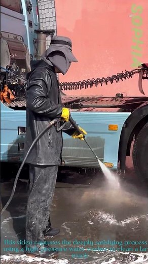 Satisfying Truck Wash: High-Pressure Water in Action