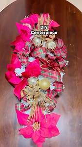 Easy DIY centerpiece made out of mini Christmas tree from dollar store and poinsettias. #diycenterpiece #diycrafts #christmasdecor #holidayseason | Fil_Am Crafty Corner