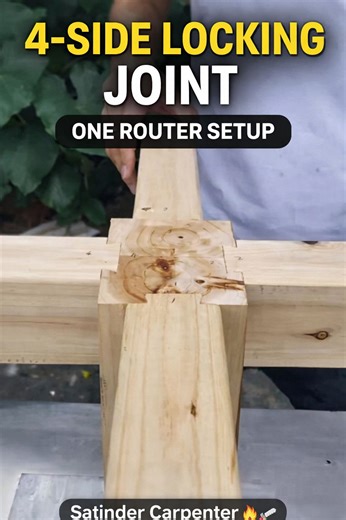 This 4-Side Router Joint Locks From Every 📐Angle 🪚🔥 . . . #woodworking #woodworkingtips #wood #carpentry #carpenter #woodworkingtools #woodworker #woodwork #wooddesign #woodworkingcommunity | Satinder Carpenter
