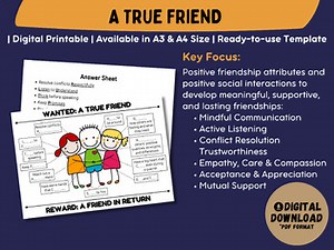 Qualities of A True Friend | Positive Friendship Social Skills Activity