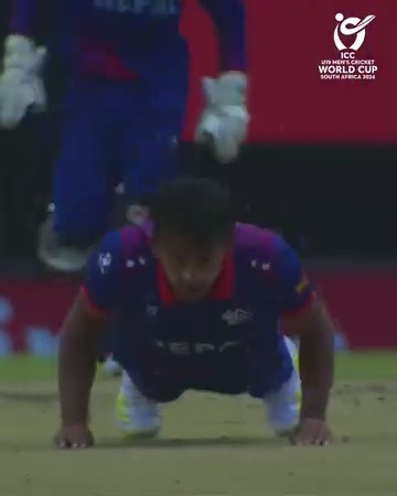 Watch out for the celebration 💪 Nepal are running through Afghanistan! #U19WorldCup | ICC - International Cricket Council