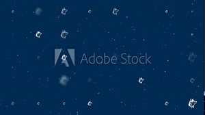 Template animation of evenly spaced wolf heads of different sizes and opacity. Animation of transparency and size. Seamless looped 4k animation on dark blue background with stars