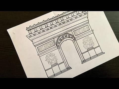 Arc de Triomphe drawing /How to draw Arc de Triomphe easy step by step / Famous Building drawing