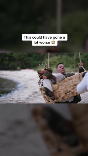 This could have gone a lot worse 🙈 #weddingmoment #weddingblooper #funnyvideos #bloopers #funny #swingfail