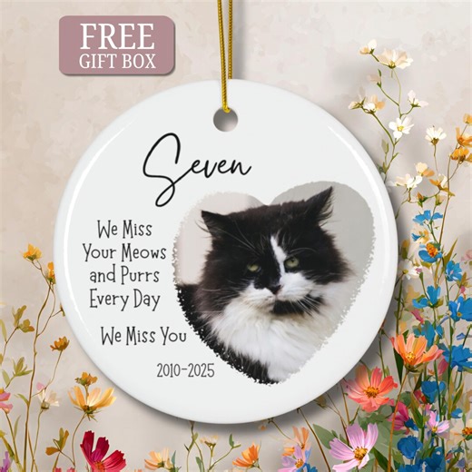 Cat Sympathy Gift, Personalized Pet Memorial Ornament From Photo Name, Loss of Cat Keepsake - Etsy