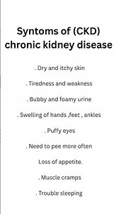 CKD symptoms include fatigue, swelling, and changes in urination—don’t ignore the early signs.”#CKD