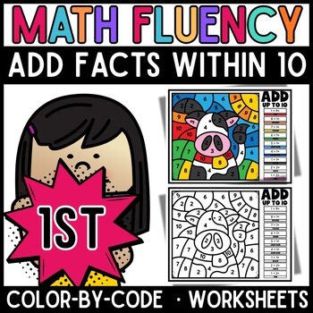 1st Grade Addition Within 10 | Math Worksheets | Farm Animals